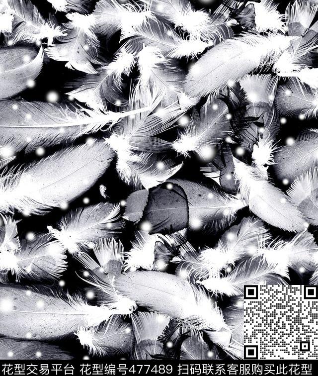 羽毛 - 477489 - 梦幻 羽毛 动物纹 - 数码印花花型 － 女装花型设计 － 瓦栏