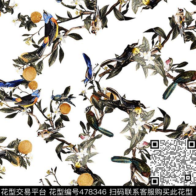 D&G花鸟满铺数码印花花型下载（图片编号: 478346） - 瓦栏（Walan）