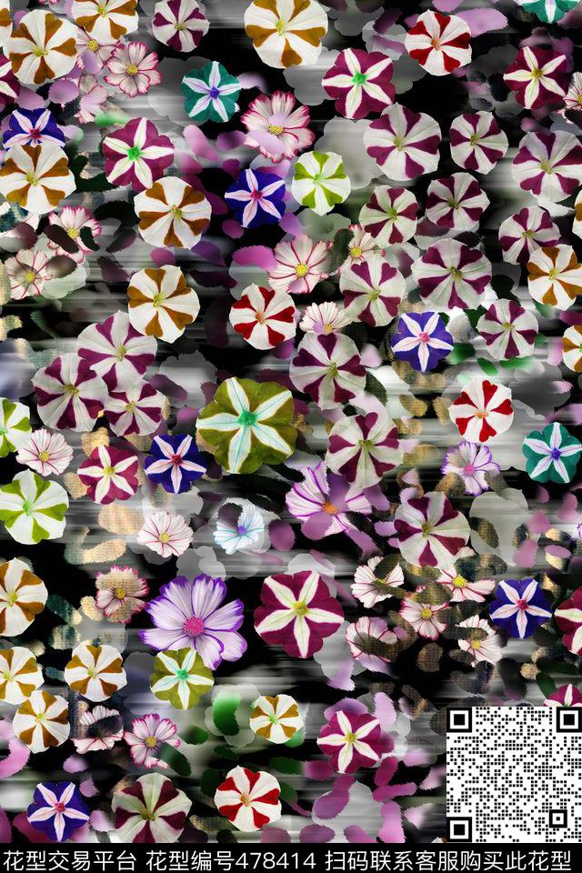 散花动物纹底小花数码印花花型下载（图片编号: 478414） - 瓦栏（Walan）