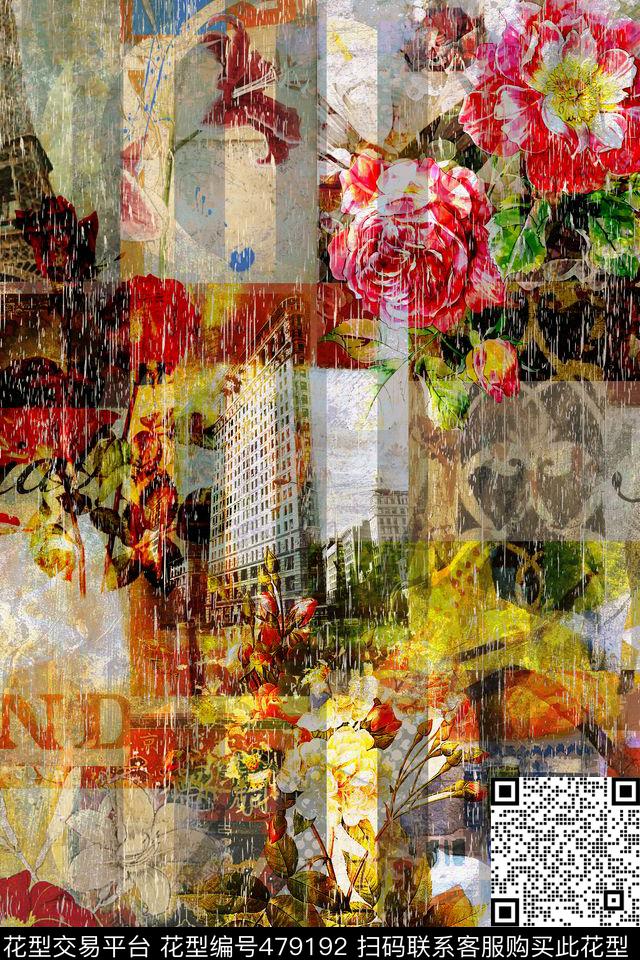 复古男士秋冬装油画数码印花花型下载（图片编号: 479192） - 瓦栏（Walan）