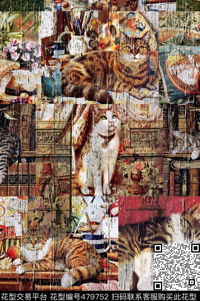 复古油画动物秋冬装数码印花花型下载（图片编号: 479752） - 瓦栏（Walan）