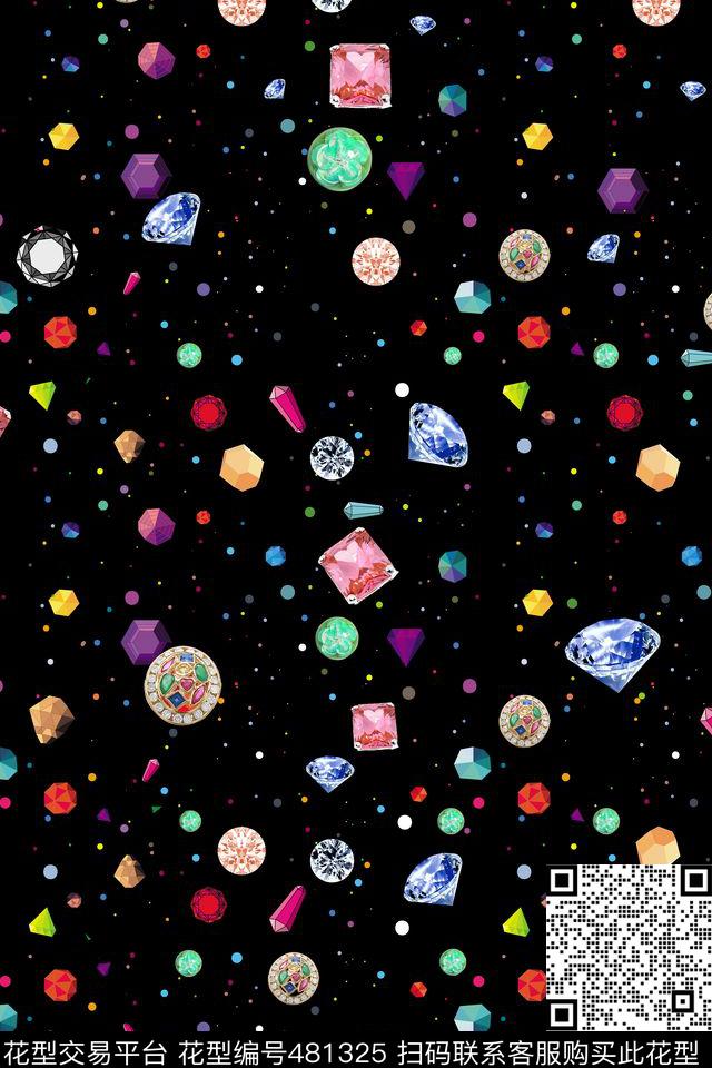 星空钻石珠宝数码印花花型下载（图片编号: 481325） - 瓦栏（Walan）