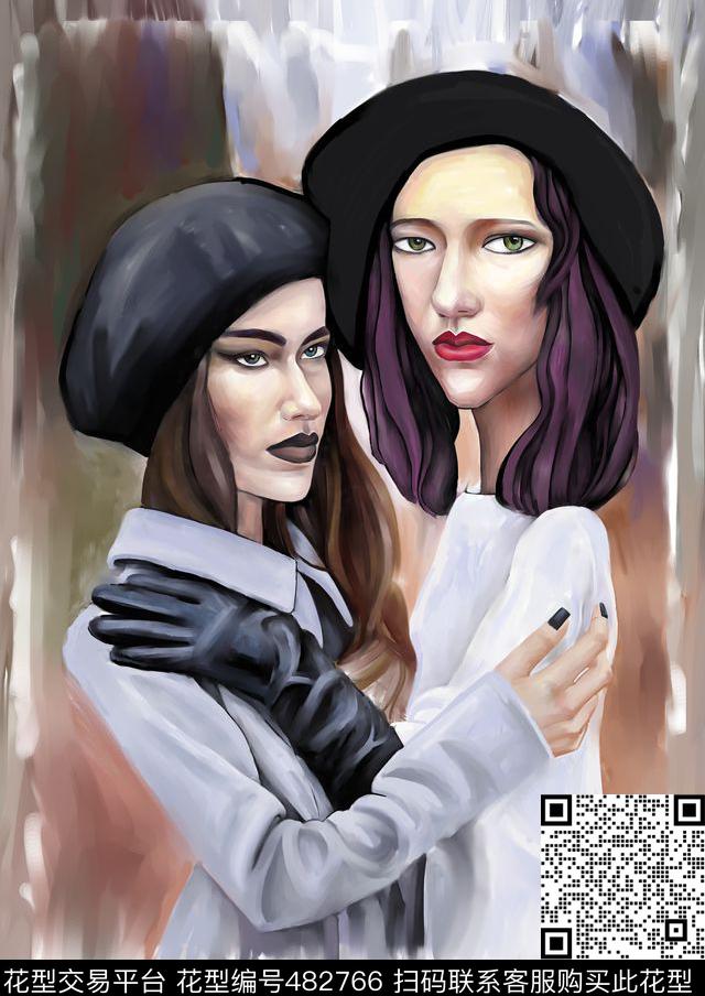 女装人物时尚数码印花花型下载（图片编号: 482766） - 瓦栏（Walan）