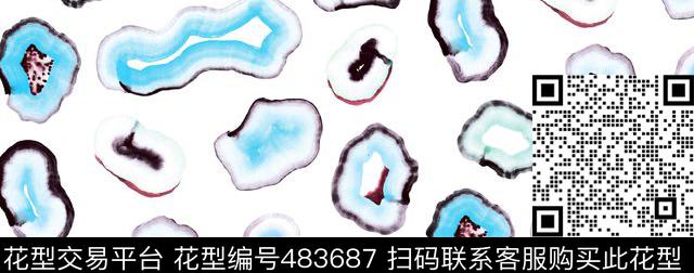 抽象蓝色海洋数码印花花型下载（图片编号: 483687） - 瓦栏（Walan）