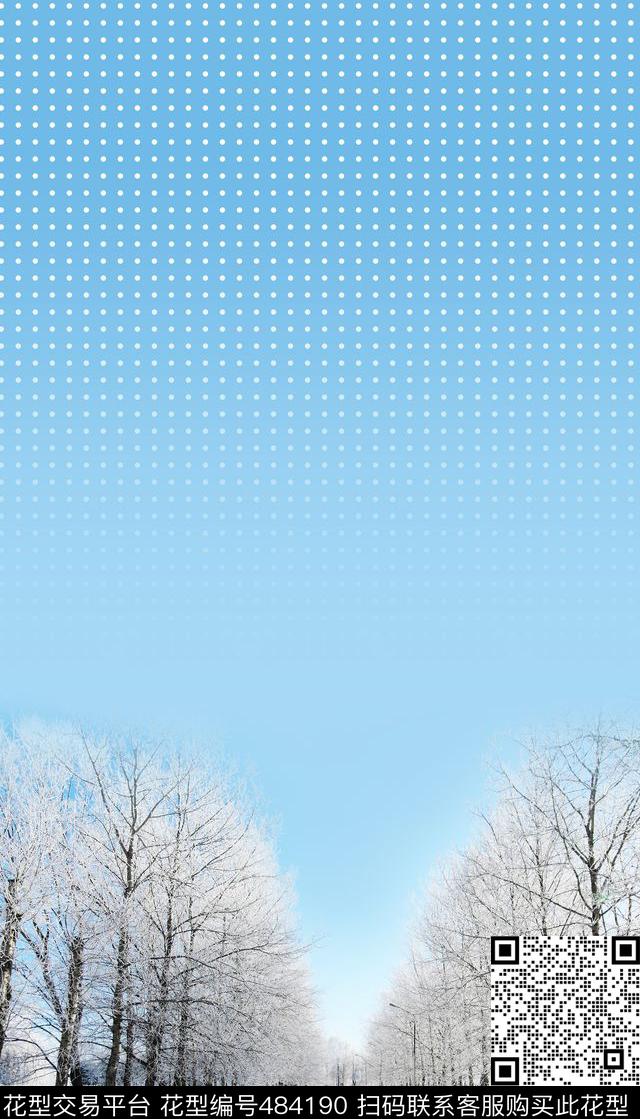 冰霜雪地白桦树数码印花花型下载（图片编号: 484190） - 瓦栏（Walan）