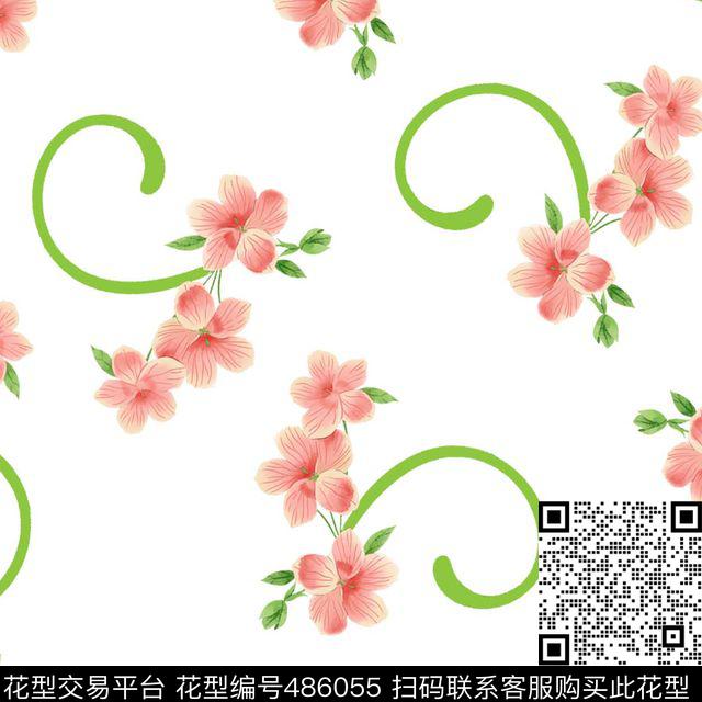 传统印花花卉叶子花卉传统印花花型下载（图片编号: 486055） - 瓦栏（Walan）
