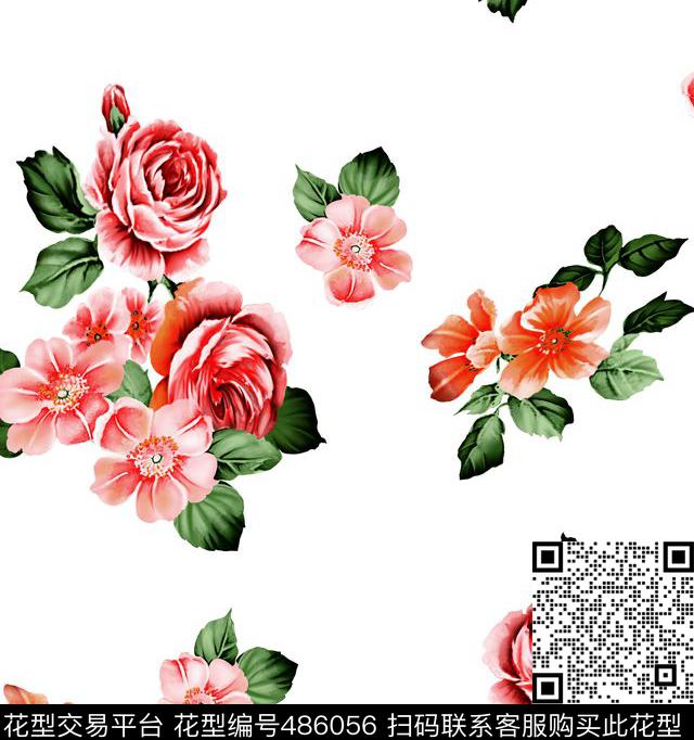 传统印花花卉小花花卉传统印花花型下载（图片编号: 486056） - 瓦栏（Walan）