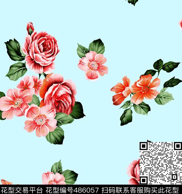 传统印花花卉小花花卉传统印花花型下载（图片编号: 486057） - 瓦栏（Walan）