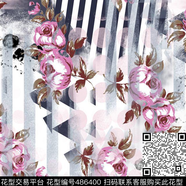 时尚几何格子数码印花花型下载（图片编号: 486400） - 瓦栏（Walan）