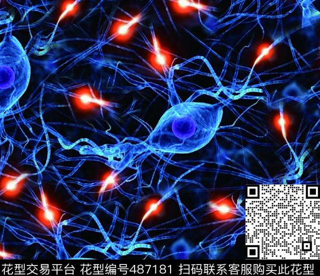 抽象荧光匹布数码印花花型下载（图片编号: 487181） - 瓦栏（Walan）