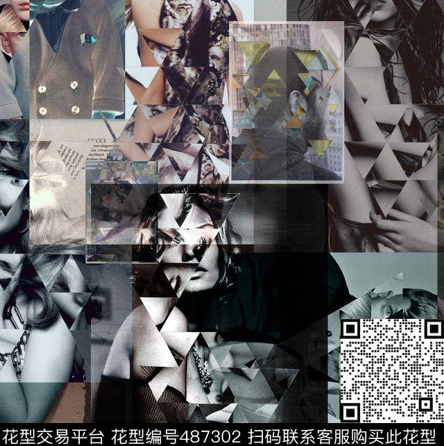 纪梵希头像拼贴匹布数码印花花型下载（图片编号: 487302） - 瓦栏（Walan）