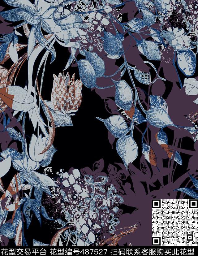 几何字母线条数码印花花型下载（图片编号: 487527） - 瓦栏（Walan）