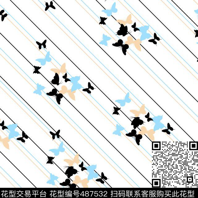 几何字母线条数码印花花型下载（图片编号: 487532） - 瓦栏（Walan）