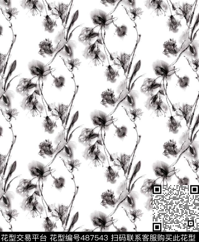 几何字母线条数码印花花型下载（图片编号: 487543） - 瓦栏（Walan）