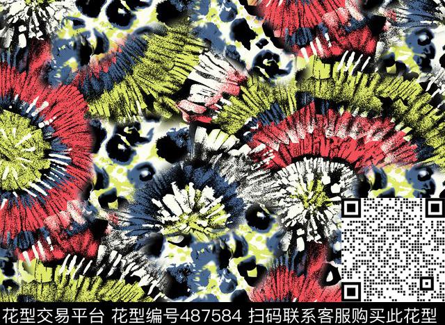 几何线条格子数码印花花型下载（图片编号: 487584） - 瓦栏（Walan）