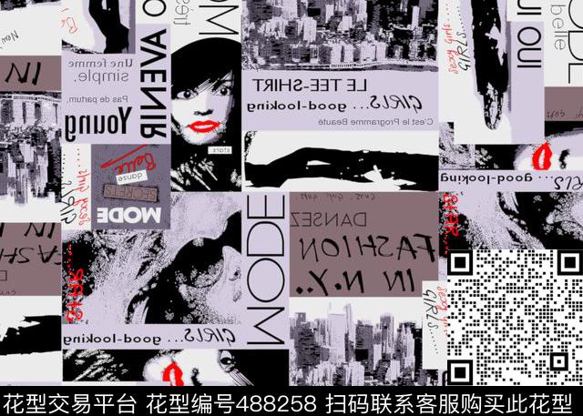 几何线条格子数码印花花型下载（图片编号: 488258） - 瓦栏（Walan）