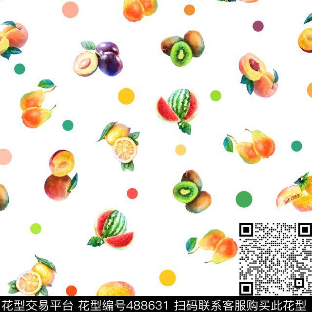 时尚清新波点水果数码印花花型下载（图片编号: 488631） - 瓦栏（Walan）