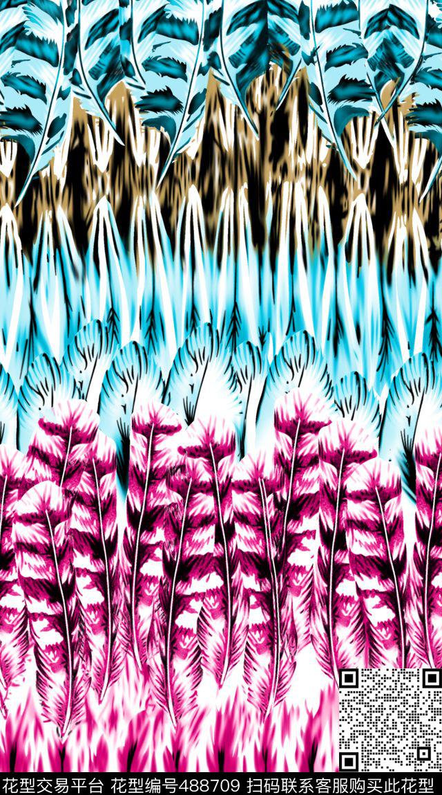 动物纹羽毛 - 488709 - 动物纹 羽毛 满版羽毛 - 数码印花花型 － 女装花型设计 － 瓦栏