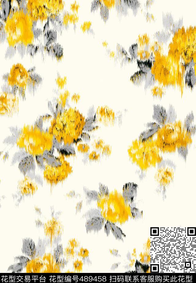 传统印花花卉叶子花卉传统印花花型下载（图片编号: 489458） - 瓦栏（Walan）