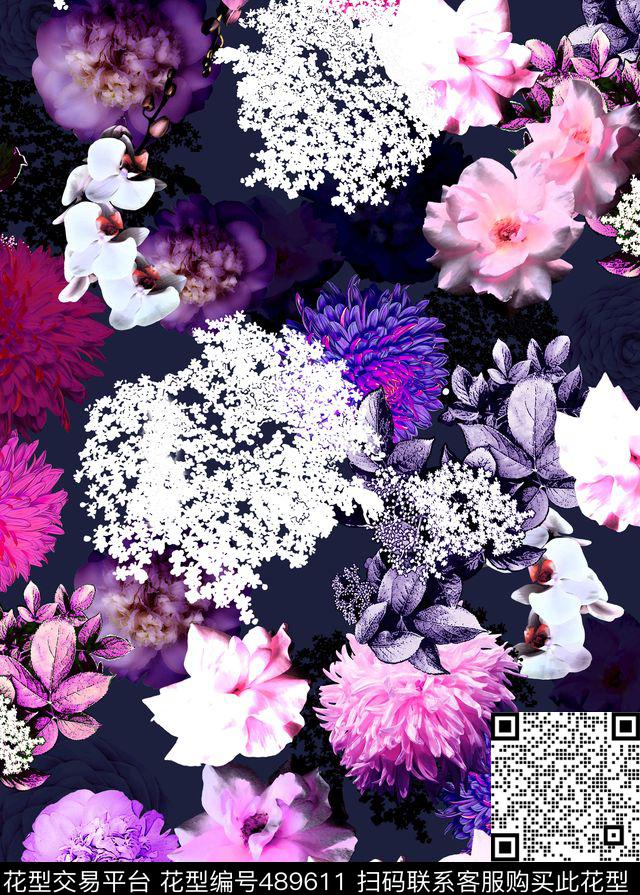 花卉秋冬装女装AD-花卉数码印花花型下载（图片编号: 489611） - 瓦栏（Walan）