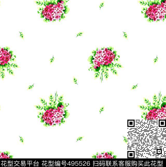 传统印花花卉小花花卉数码印花花型下载（图片编号: 495526） - 瓦栏（Walan）
