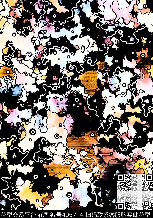 斑驳肌理时尚数码印花花型下载（图片编号: 495714） - 瓦栏（Walan）