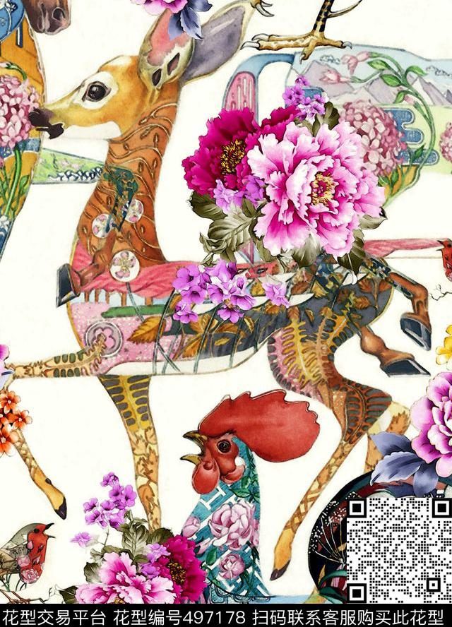杜嘉班纳东方艺术数码印花花型下载（图片编号: 497178） - 瓦栏（Walan）