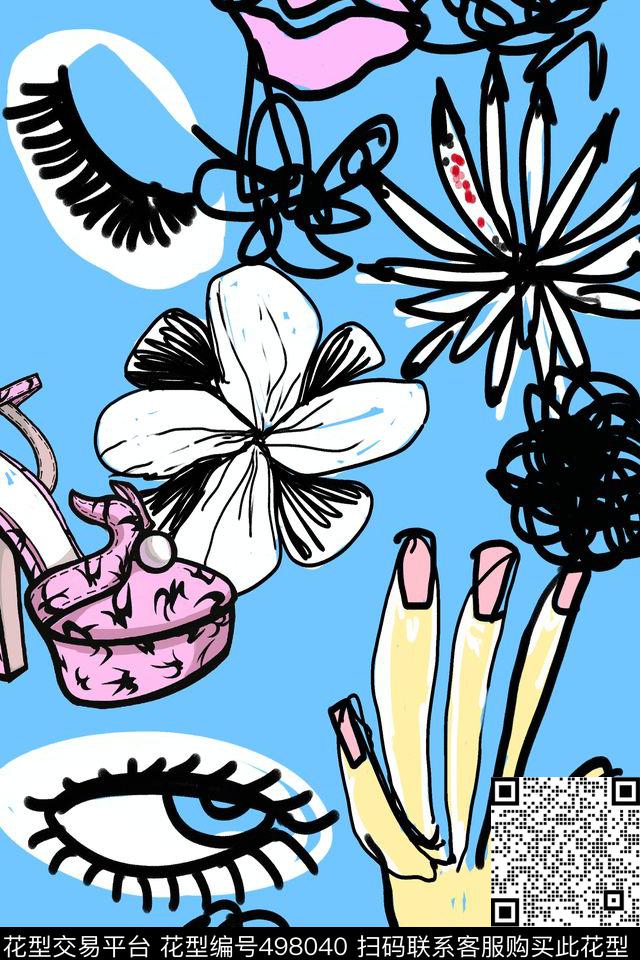 时尚创意趣味数码印花花型下载（图片编号: 498040） - 瓦栏（Walan）
