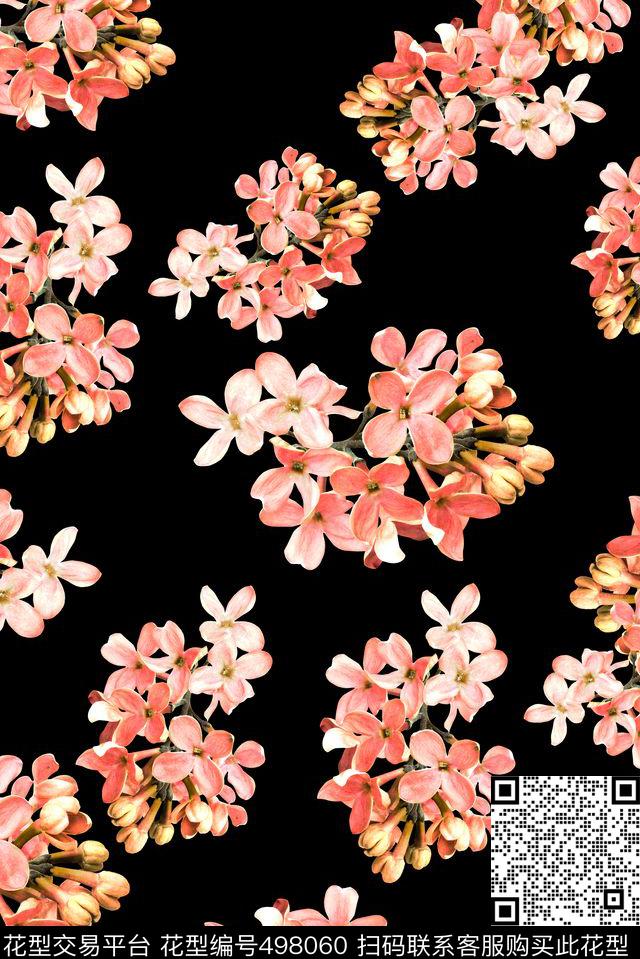 时尚复古玉兰花数码印花花型下载（图片编号: 498060） - 瓦栏（Walan）