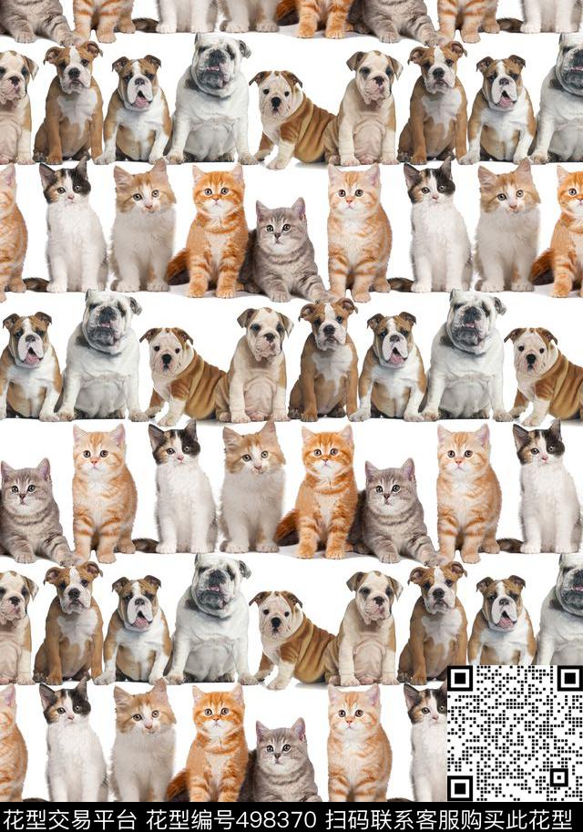 小猫小狗动物数码印花花型下载（图片编号: 498370） - 瓦栏（Walan）