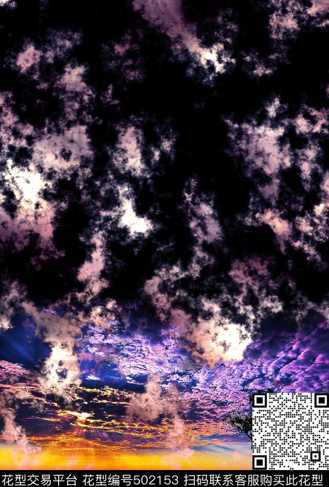 梦幻海边风景数码印花花型下载（图片编号: 502153） - 瓦栏（Walan）