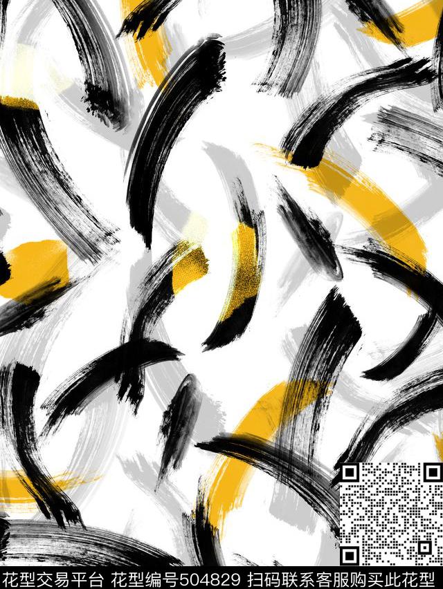 笔刷水墨肌理传统印花花型下载（图片编号: 504829） - 瓦栏（Walan）