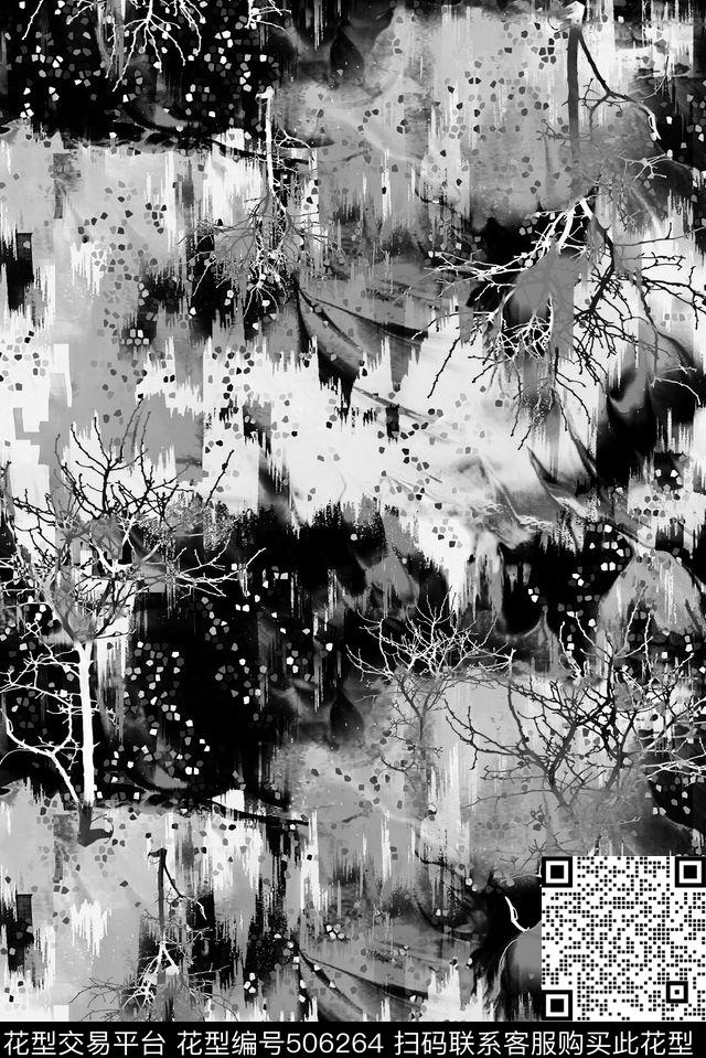 梦幻森林抽象数码印花花型下载（图片编号: 506264） - 瓦栏（Walan）