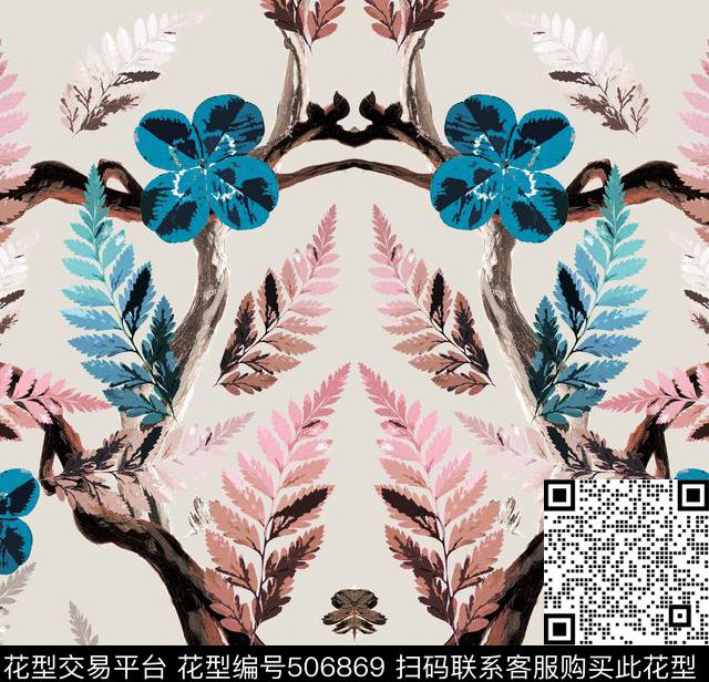 花卉植物散花传统印花花型下载（图片编号: 506869） - 瓦栏（Walan）