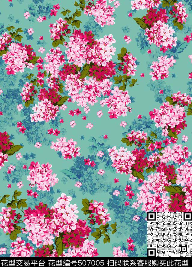 flower design - 507005 - textile design printing - 数码印花花型 － 床品花型设计 － 瓦栏