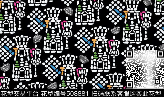 复古石头城石子传统印花花型下载（图片编号: 508881） - 瓦栏（Walan）
