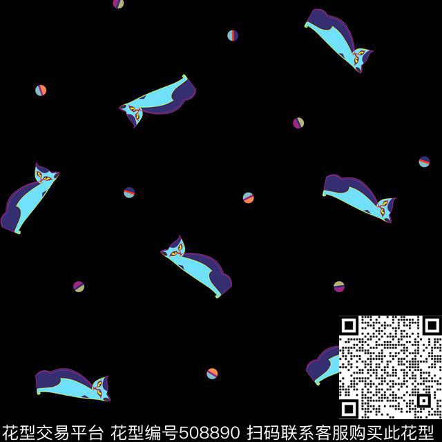 传统印花卡通小猫球卡通传统印花花型下载（图片编号: 508890） - 瓦栏（Walan）