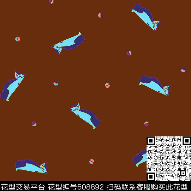 传统印花卡通小猫球卡通传统印花花型下载（图片编号: 508892） - 瓦栏（Walan）