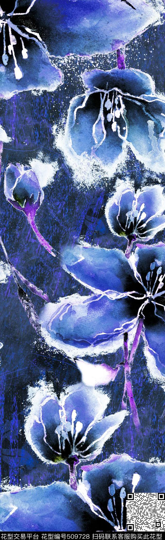 手绘油画抽象数码印花花型下载（图片编号: 509728） - 瓦栏（Walan）