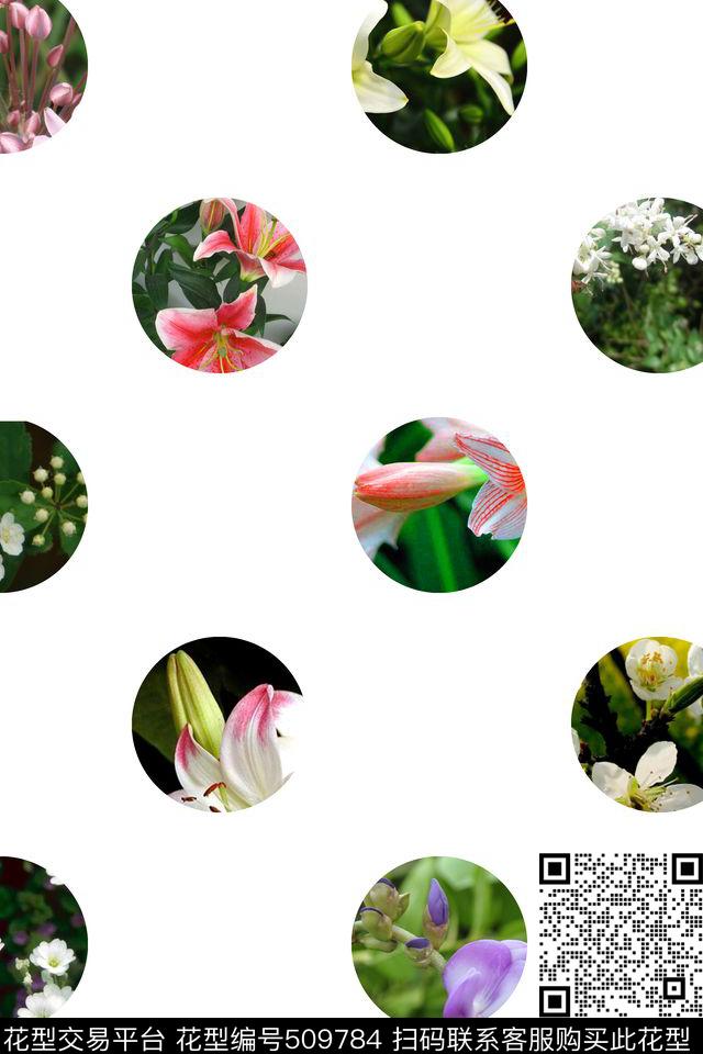 花卉清新散花数码印花花型下载（图片编号: 509784） - 瓦栏（Walan）