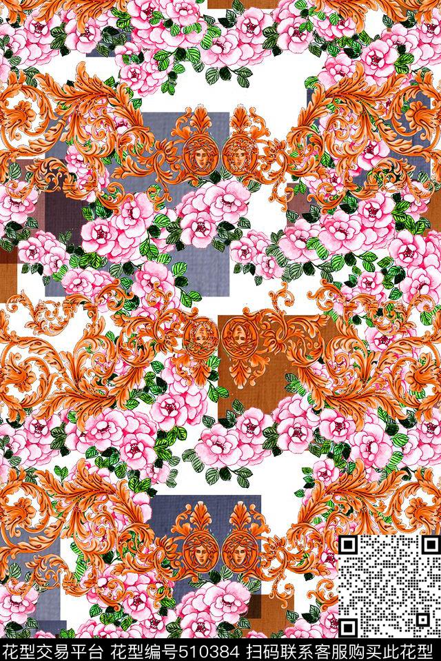 格子几何时尚数码印花花型下载（图片编号: 510384） - 瓦栏（Walan）