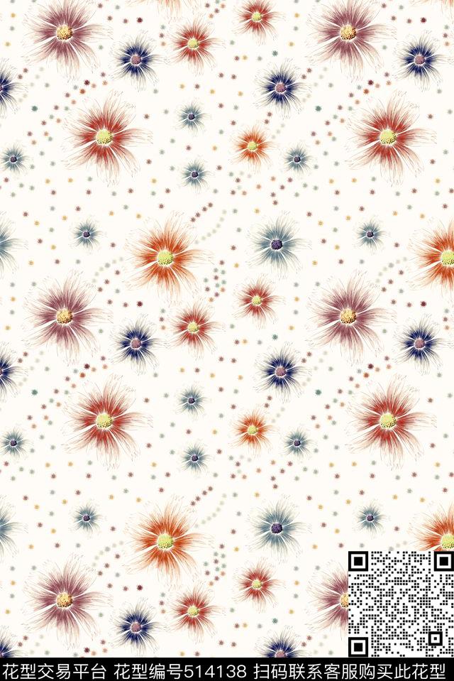 典雅花朵流行传统印花花型下载（图片编号: 514138） - 瓦栏（Walan）