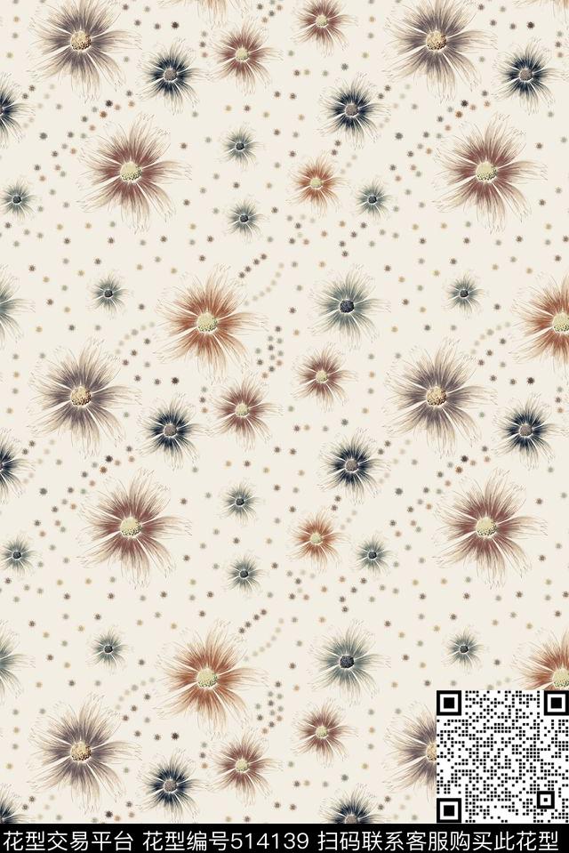 典雅花朵流行传统印花花型下载（图片编号: 514139） - 瓦栏（Walan）