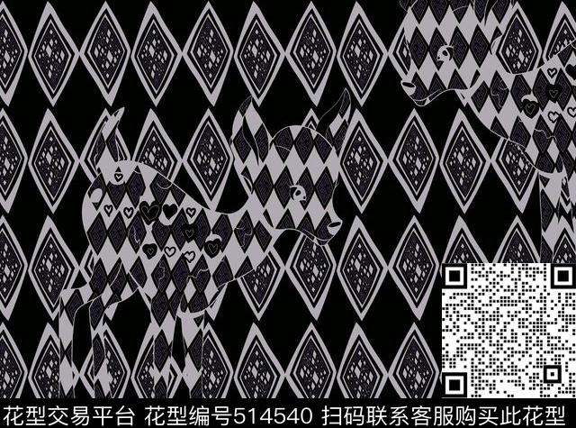 几何字母格子传统印花花型下载（图片编号: 514540） - 瓦栏（Walan）