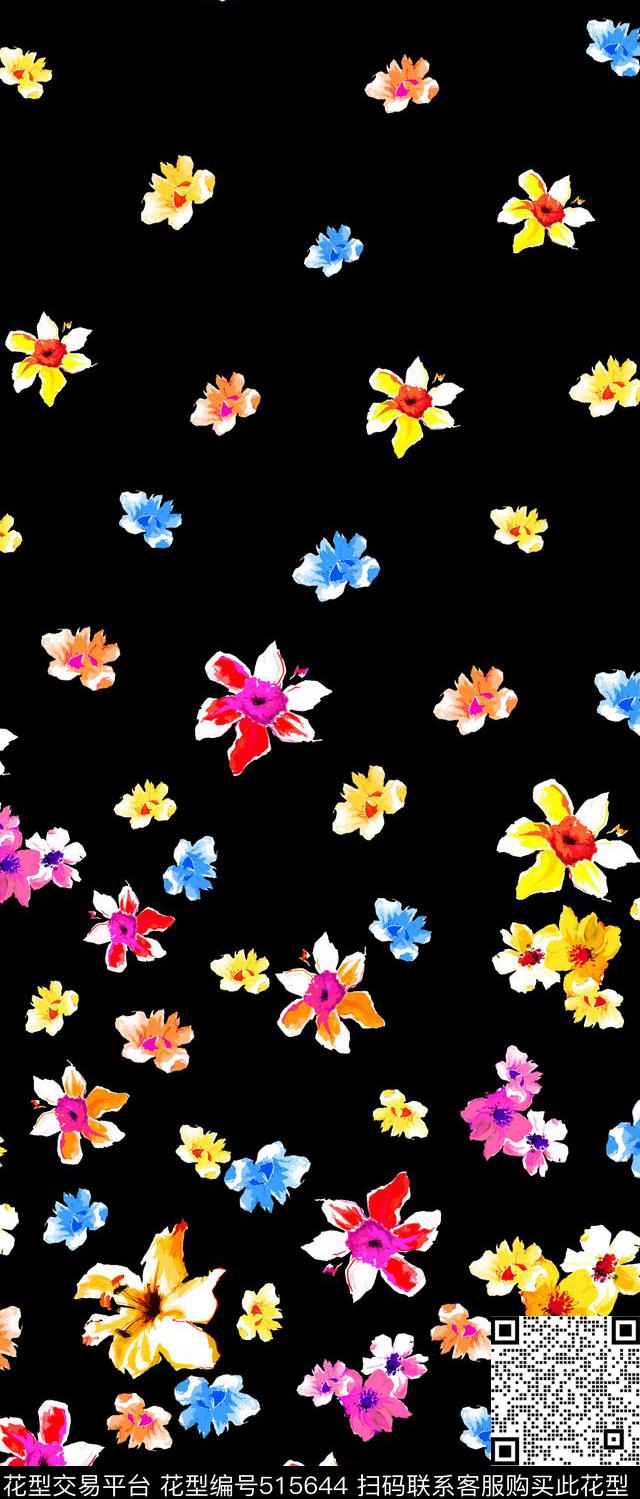 数码定位花卉小碎花花卉数码印花花型下载（图片编号: 515644） - 瓦栏（Walan）