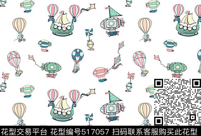 热气球飞船风筝传统印花花型下载（图片编号: 517057） - 瓦栏（Walan）