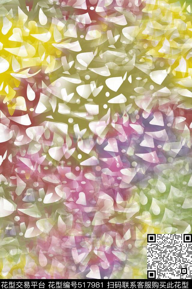 抽象几何拼接数码印花花型下载（图片编号: 517981） - 瓦栏（Walan）