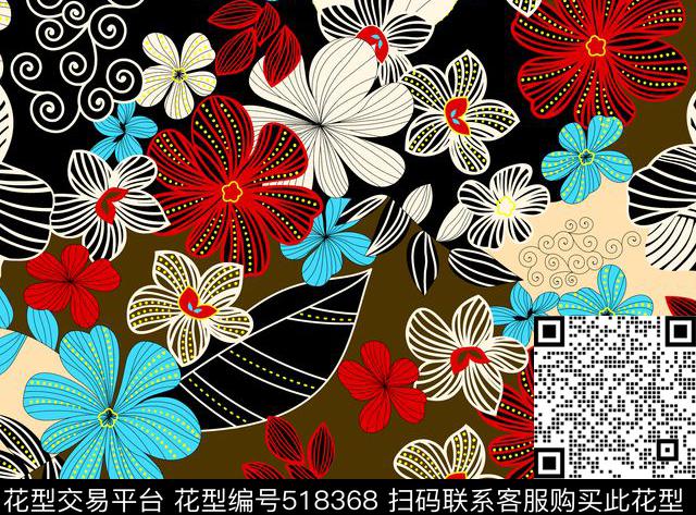 几何字母格子传统印花花型下载（图片编号: 518368） - 瓦栏（Walan）