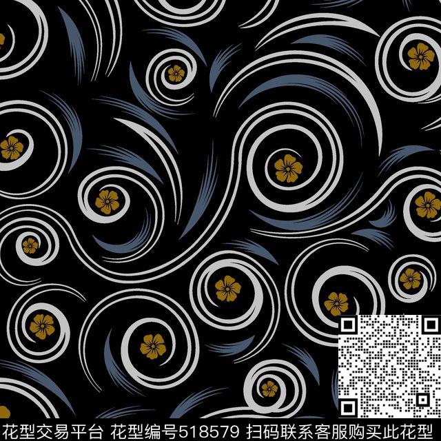 几何扎染花型花卉传统印花花型下载（图片编号: 518579） - 瓦栏（Walan）