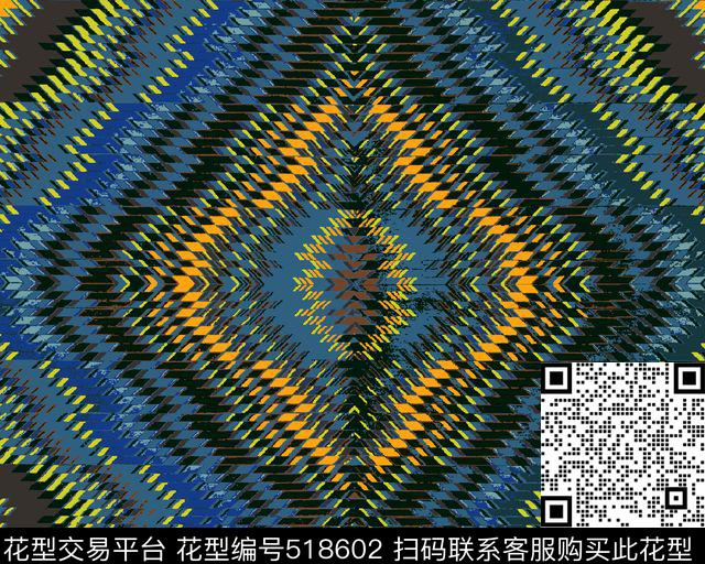几何扎染花型花卉传统印花花型下载（图片编号: 518602） - 瓦栏（Walan）